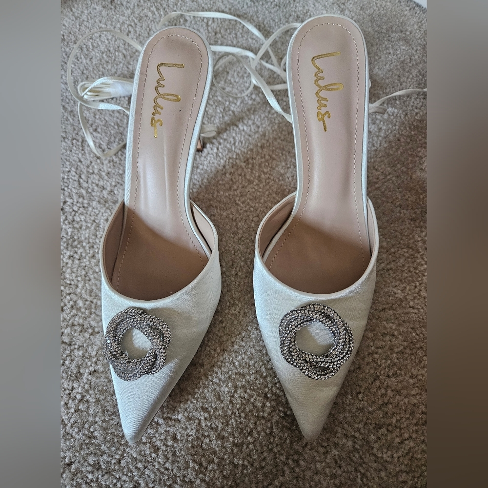 White Satin heels